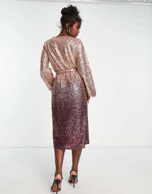 Pink ombre sequin store dress