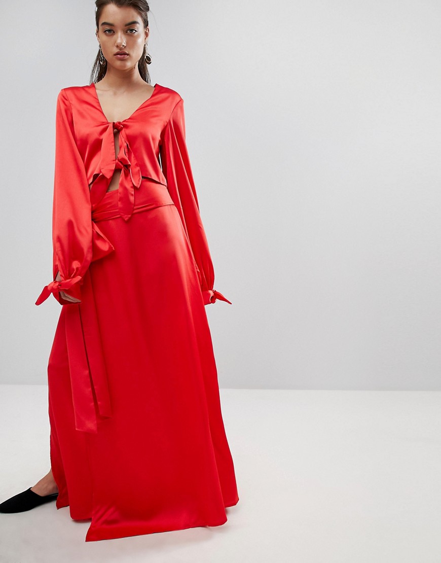 Stylemafia Split Maxi Skirt Co-Ord-Red