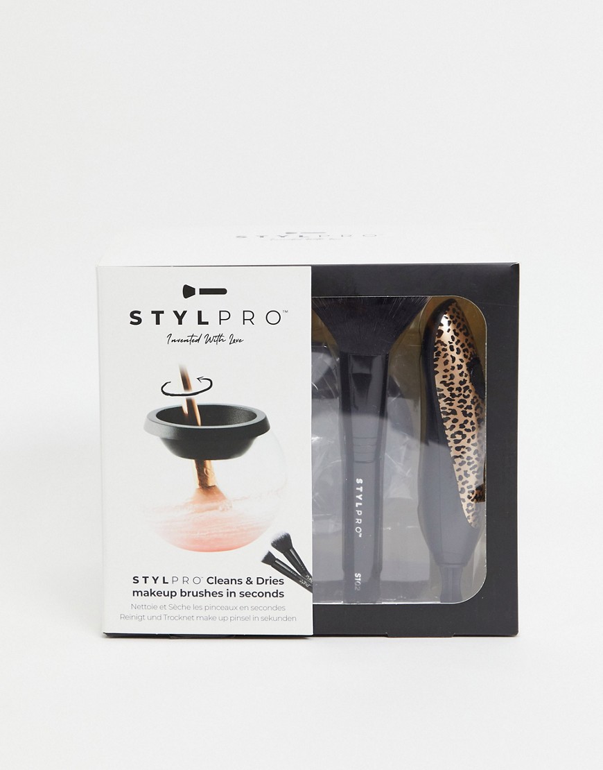STYLPRO - Cadeauset van make-up kwastreiniger en -droger - Cheetah-Zwart