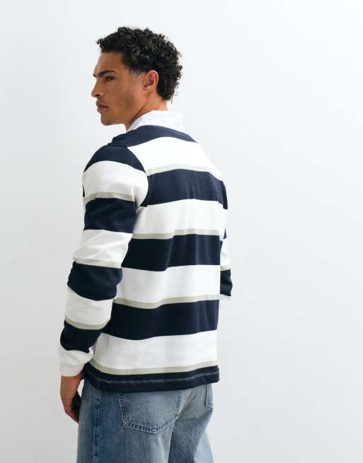 Sudadera a rayas azul marino estilo polo de rugby de ASOS DESIGN, 4 de 7
