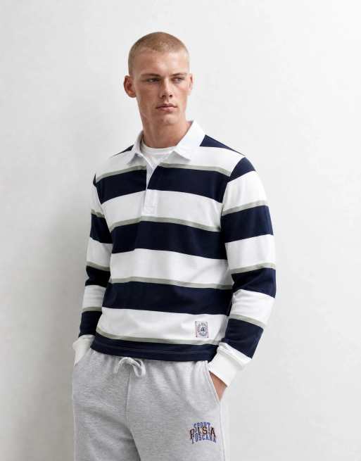 Sudadera a rayas azul marino estilo polo de rugby de ASOS DESIGN, 6 de 7