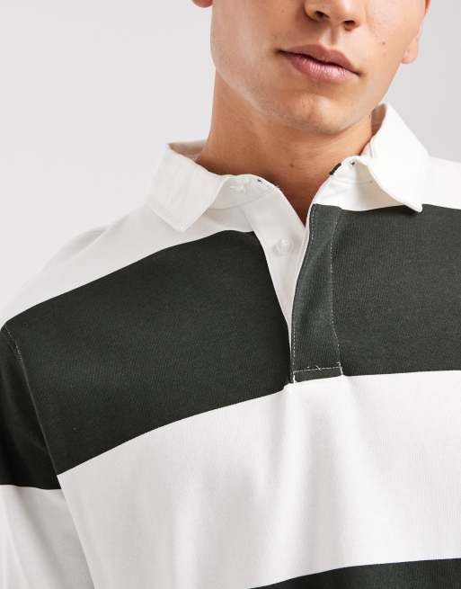 Sudadera a rayas blancas y verdes de estilo rugby de Brave Soul, 5 de 5