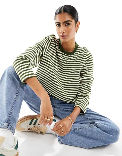 Sudadera a rayas blancas y verdes de Mango