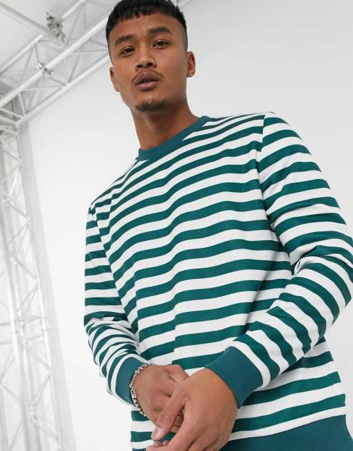 Sudadera a rayas horizontales en verde y blanco de ASOS DESIGN