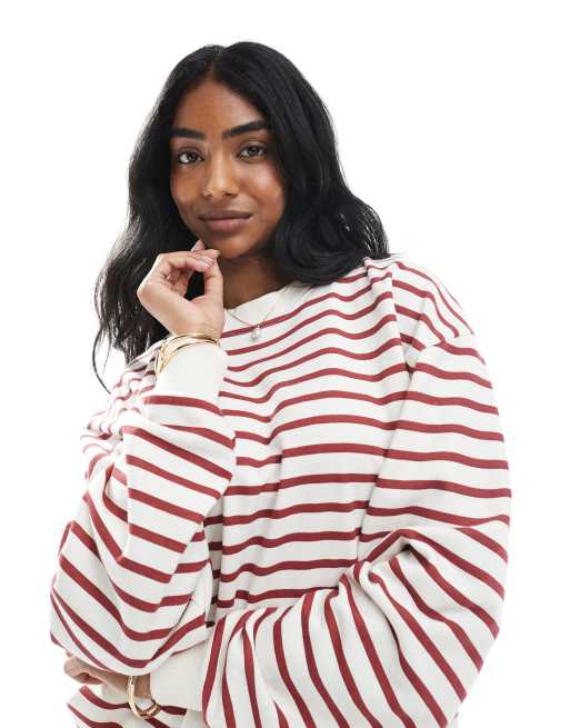 Sudadera a rayas rojas de corte cuadrado de Daisy Street, 4 de 4