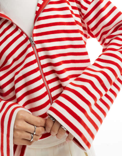 Sudadera roja con rayas blancas hotsell