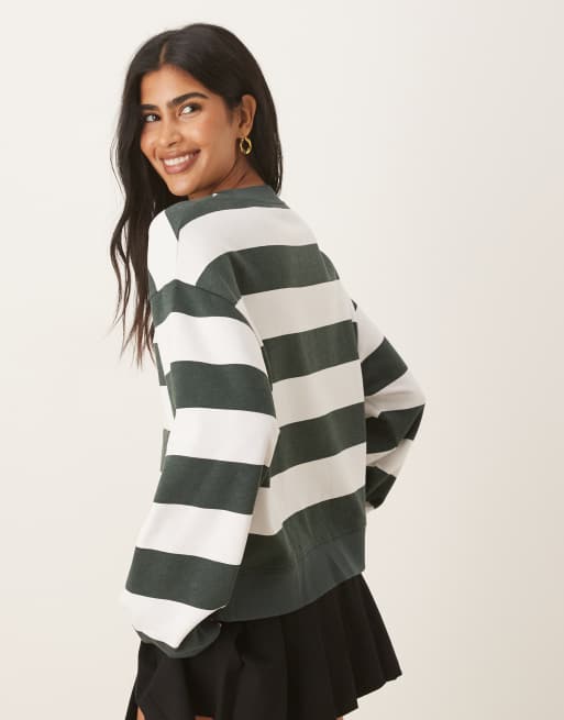 Sudadera a rayas verdes y blancas anchas de ASOS DESIGN, 4 de 4