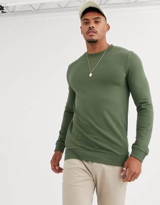 Sudadera ajustada en caqui de ASOS DESIGN |