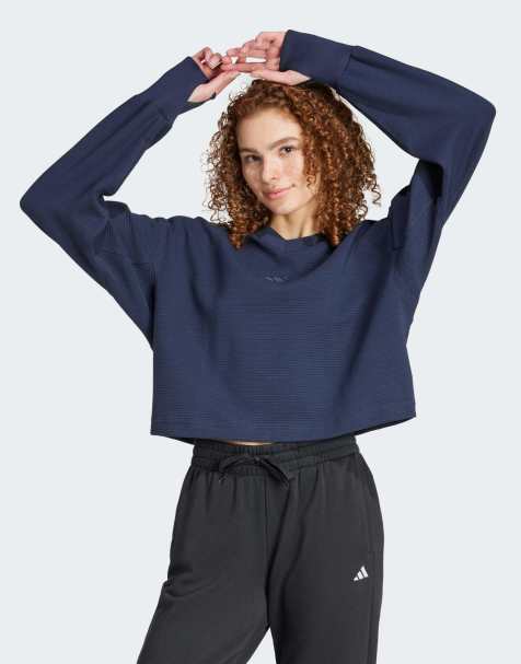 Sudadera azul añil con cuello de pico de canalé All SZN de adidas - view 1