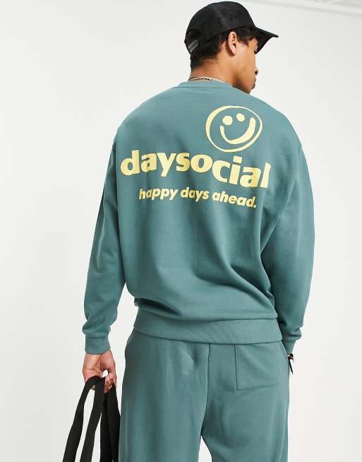 Sudadera azul cerceta extragrande con logo estampado de ASOS Daysocial (parte de un conjunto), 2 de 4