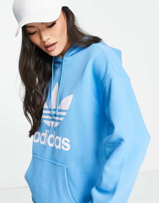 Sudadera azul cielo capucha y diseño de 3 rayas de adidas | ASOS