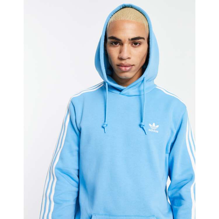 perderse escritura Inconsistente Sudadera azul cielo con capucha y diseño de tres rayas adicolor de adidas  Originals | ASOS