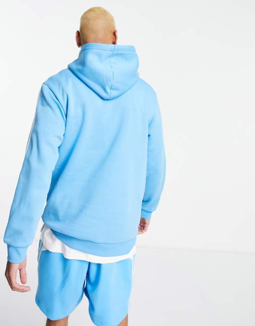 perderse escritura Inconsistente Sudadera azul cielo con capucha y diseño de tres rayas adicolor de adidas  Originals | ASOS