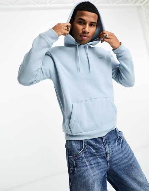 Sudadera azul claro con capucha y logo de Hollister