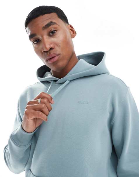 Sudadera azul claro con capucha y logo de Hollister - view 1