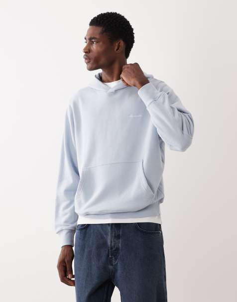 Sudadera azul claro con capucha y logo de texto de Abercrombie & Fitch - view 1