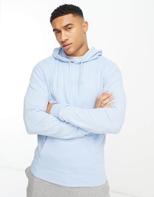 Sudadera azul claro con capucha y logo de en la parte central de Hollister | ASOS