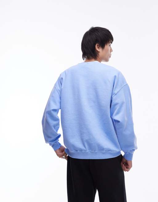 Sudadera azul claro extragrande con bordado "Serendipity" de Topman, 3 de 4
