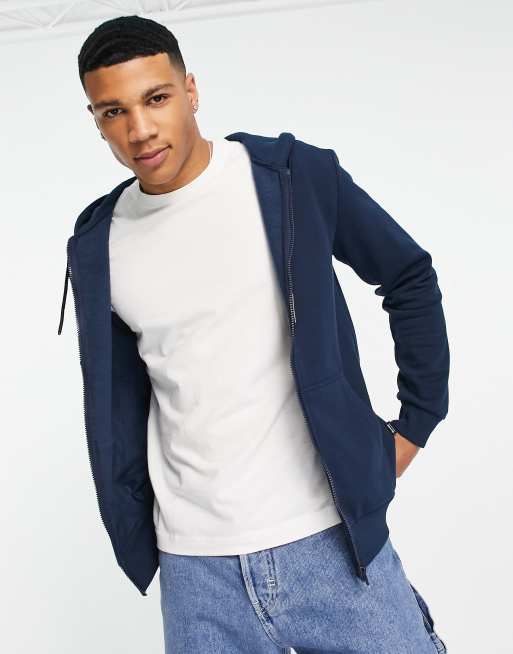 Sudadera azul con capucha y cremallera de Only & Sons