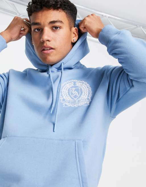 Sudadera azul con capucha y diseño "LA City of Angels" de Topman, 3 de 4