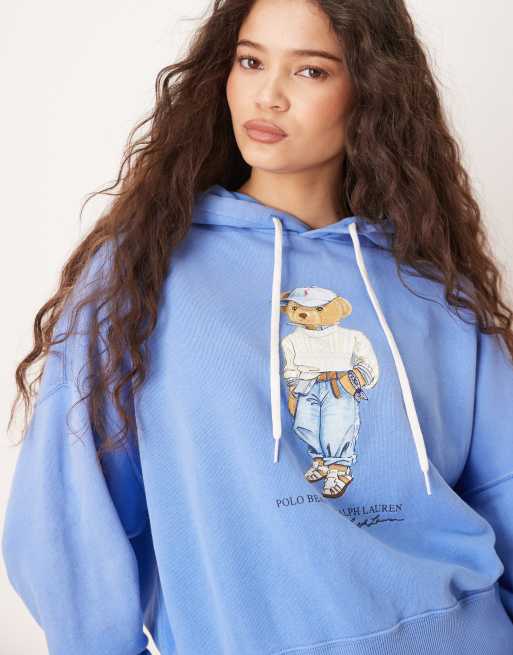 Sudadera azul con capucha y estampado de oso de Polo Ralph Lauren