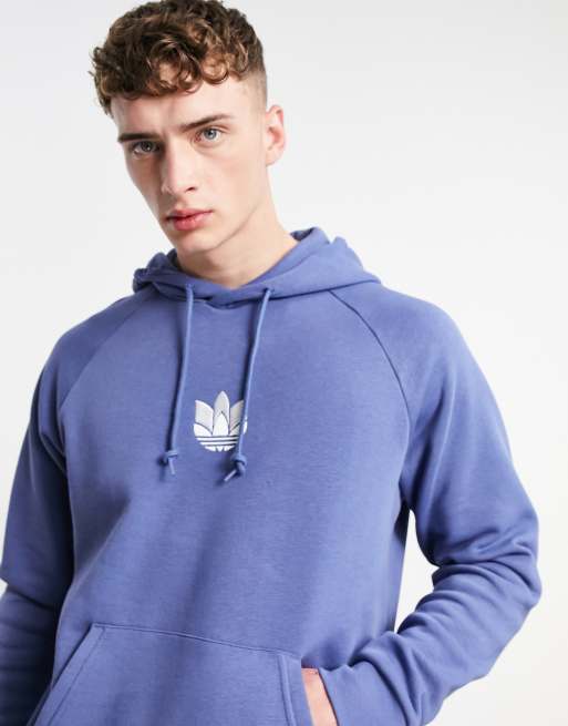 Sudadera azul con capucha y logo de tr bol en 3D de adidas