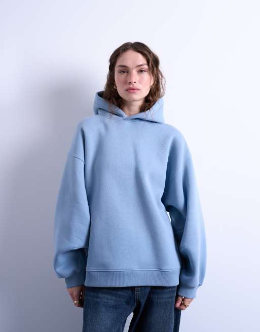 Sudadera azul con capucha y mangas globo de Topshop, 3 de 4