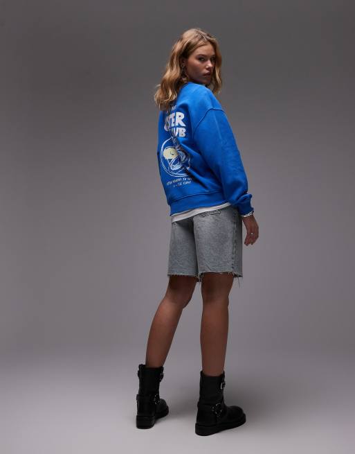 Sudadera azul con estampado gráfico "Oyster Club" de Topshop, 4 de 4