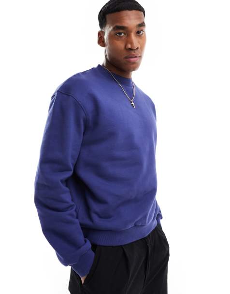 Sudadera azul de corte cuadrado extragrande de tejido grueso de 400 g/m2 premium de ASOS DESIGN - view 1