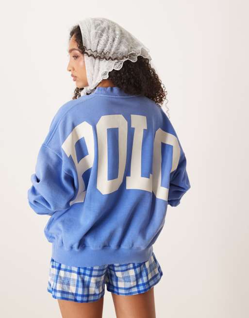 Sudadera azul de corte suelto con estampado trasero de Polo Ralph Lauren