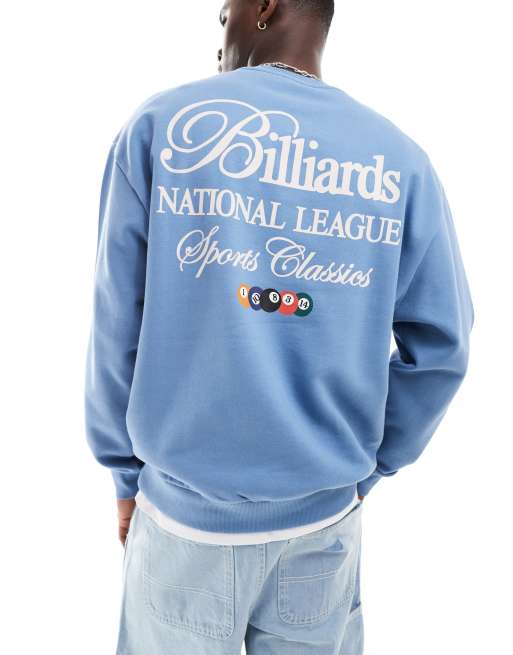 Sudadera azul extragrande con bordado de texto deportivo de ASOS DESIGN 