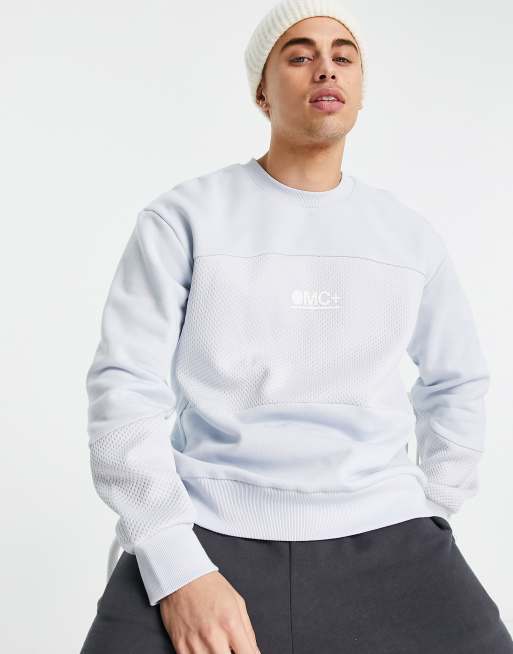 Sudadera azul extragrande con estampado OMC de Topman