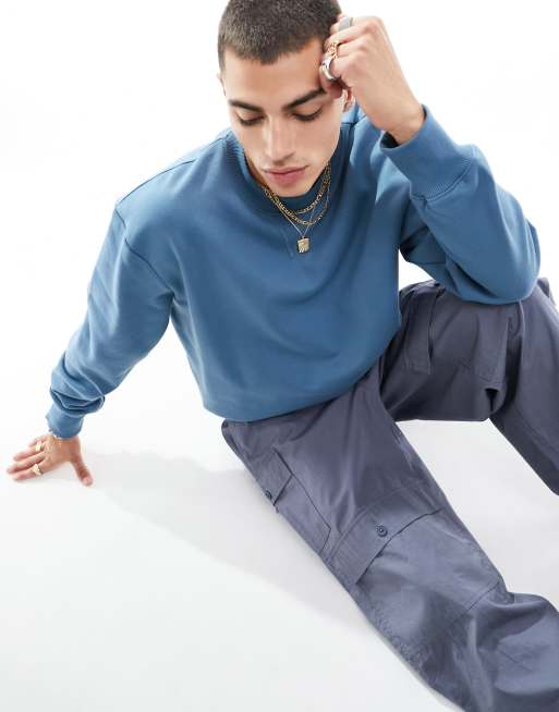 Sudadera azul extragrande de tejido grueso premium de ASOS DESIGN