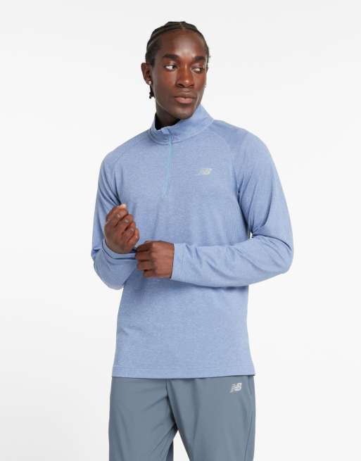 Sudadera azul garza con cremallera corta de punto de New Balance