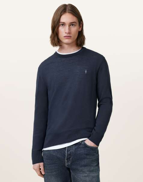 Sudadera azul grisáceo con cuello redondo de tejido con lana de merino Mode de AllSaints - view 1