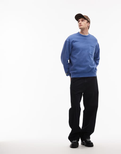 Sudadera azul lavado holgada de ASOS DESIGN, 2 de 5