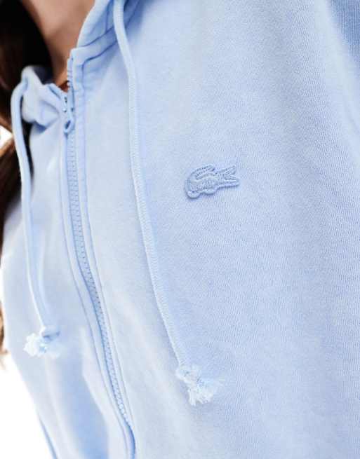 Sudadera azul lavado unisex con capucha y cremallera de Lacoste , 4 de 4