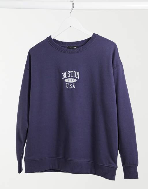 Sudadera azul marino Boston de New Look