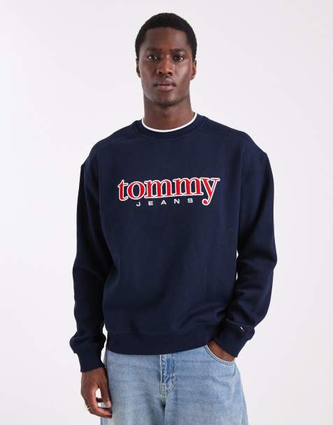 Sudadera azul marino con aplicación gráfica del logo de estilo años 90 de Tommy Jeans - view 1