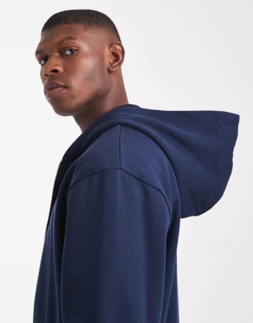 Sudadera azul marino con capucha, cremallera y estampado de ASOS DESIGN, 4 de 5