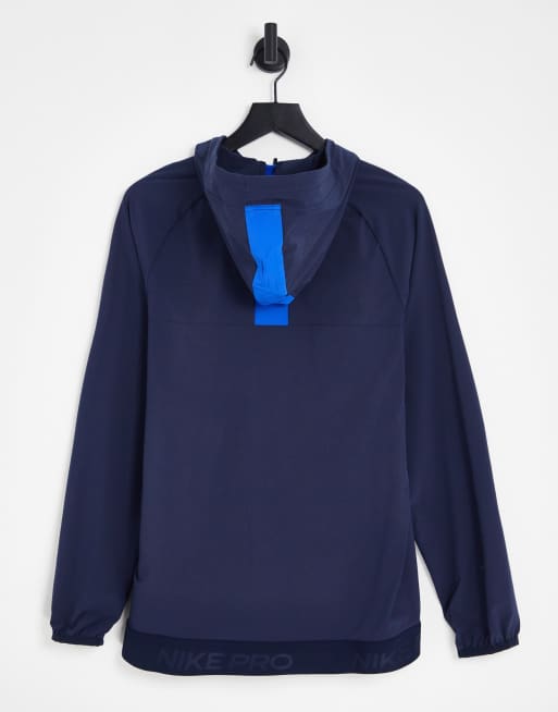 Sudadera azul marino con capucha de felpa de Nike Pro Training, 2 de 4