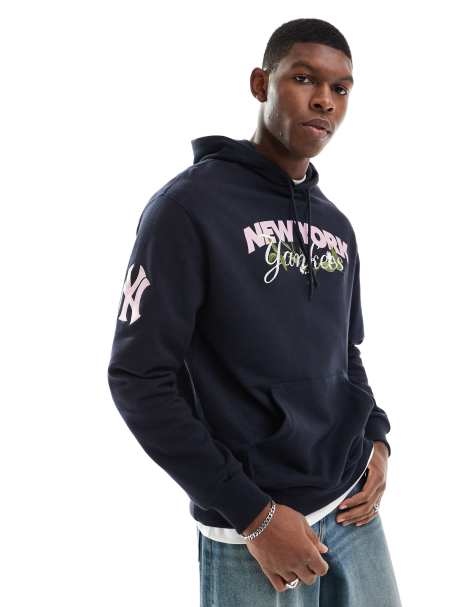 Sudadera azul marino con capucha y estampado gráfico de texto "NY Yankees" de New Era - view 1