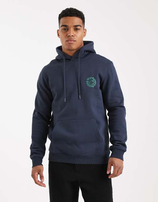 Sudadera azul marino con capucha y estampado trasero "Trail Club" de ONLY & SONS, 3 de 5