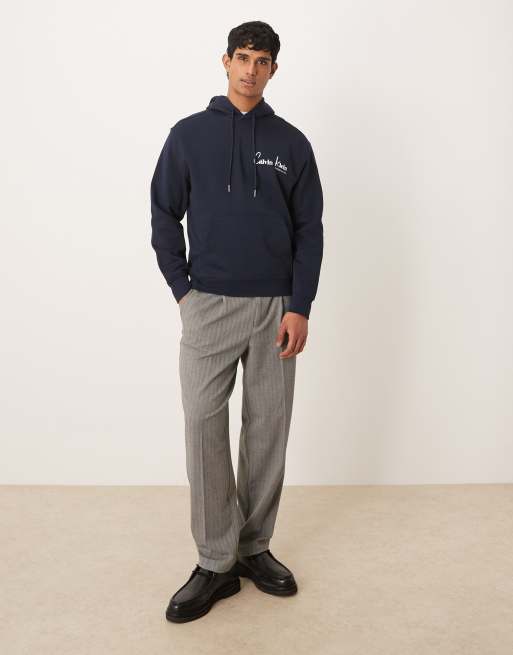 Sudadera azul marino con capucha y gráfico de Calvin Klein Jeans, 2 de 5