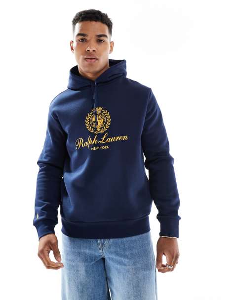 Sudadera azul marino con capucha y logo de escudo de plastisol de Polo Ralph Lauren - view 1