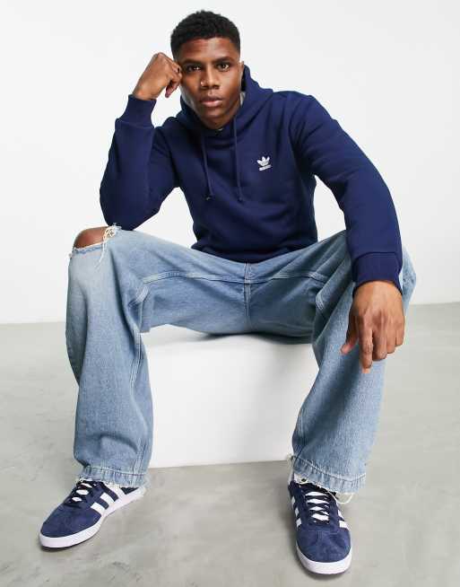 Sudadera azul marino con capucha y logo de trébol Trefoil Essentials de adidas Originals