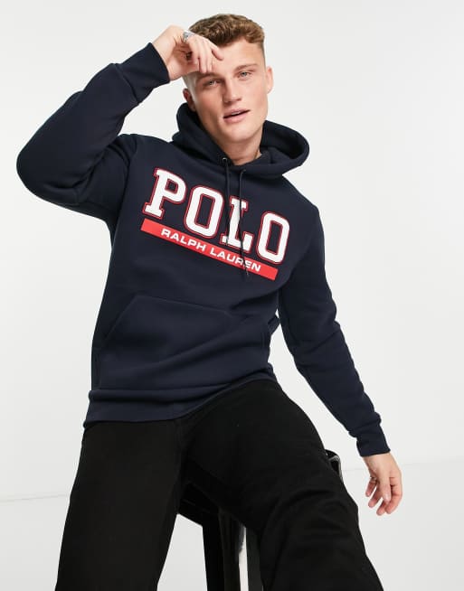 Sudadera azul marino con capucha y logo delantero de borreguito de Polo Ralph Lauren