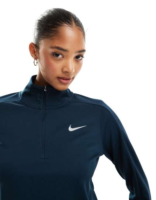 Sudadera azul marino con cremallera corta Dri-FIT Pacer de Nike Running, 2 de 4