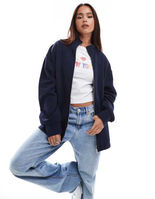 Sudadera azul marino con cuello alto y cremallera de ASOS DESIGN, 4 de 4