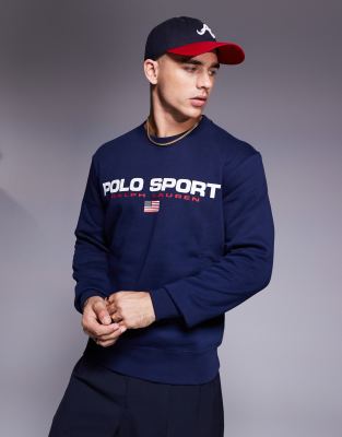 Sudadera azul marino con cuello redondo y logo de la colección cápsula Sport de Polo Ralph Lauren - view 1